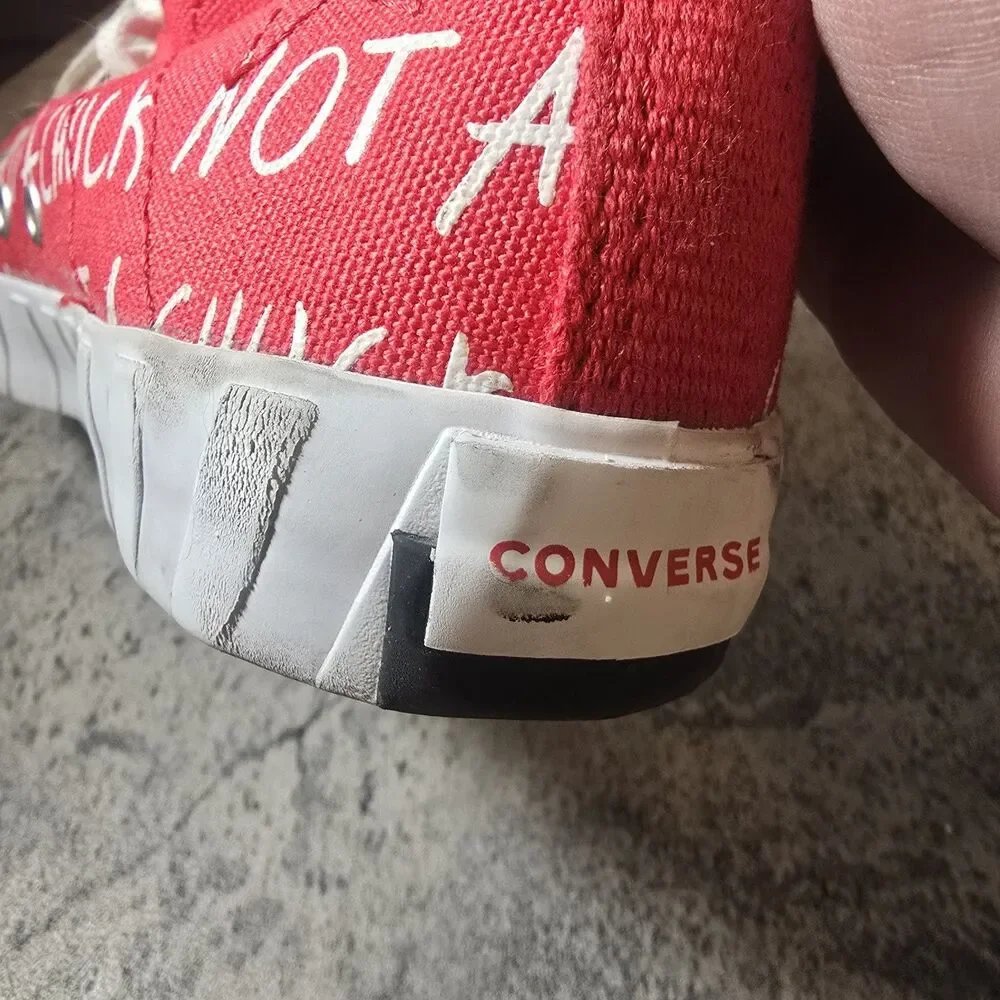 Converse UNT1TL3D High Not A Chuck - Red Youth Sz 3 High Tops Logo Spellout